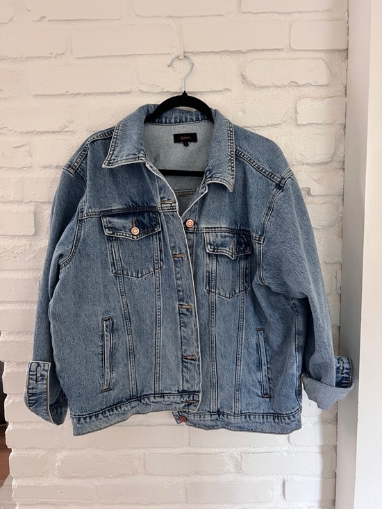 Quince Jackets & Blazers - Quince Light Blue Oversized Denim Jacket - Women's Jean Coat